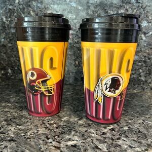 2 Vintage Washington Redskins NFL Holographic Travel Cups by Capitol Cups Rare!